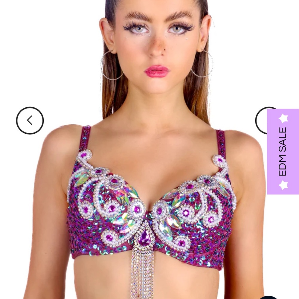 Vibrant Purple Beaded Bra Top